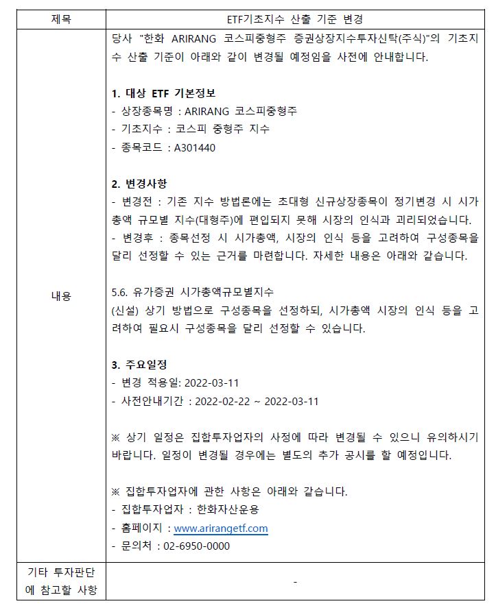 코스피중형주 구성종목 선정방법론 개정